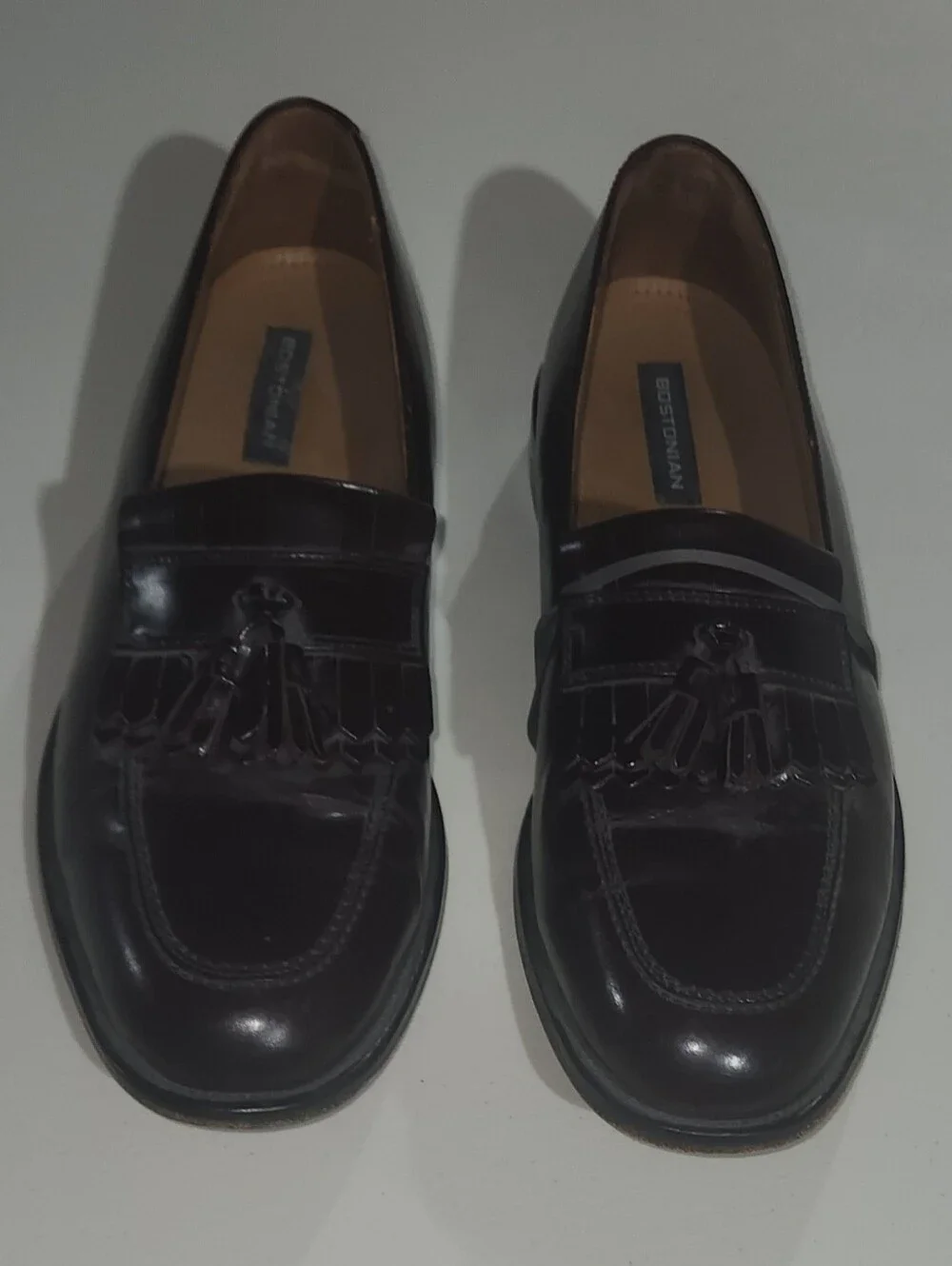Bostonians Men’s Italian Tassel Loafers in Dark Wine Burgundy Size 11